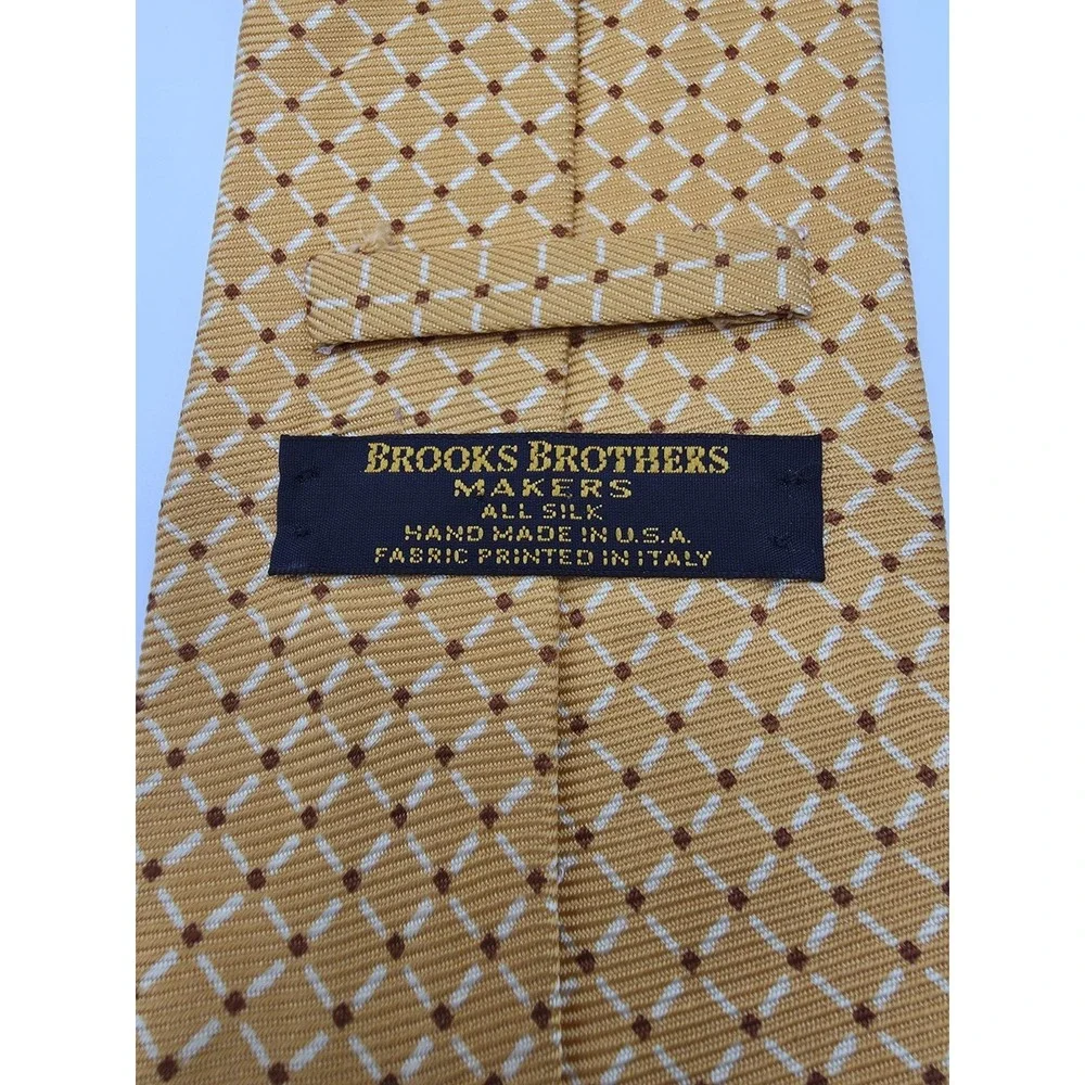 VTG Brooks Brothers Geometric Orange White 100% Silk Tie 57